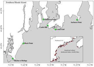 map of American Lobster sampling locations