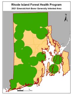 map highlighting results of emerald ash borer infested area study