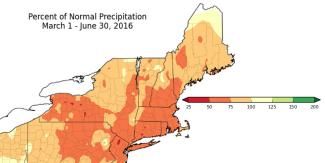 review of normal precipitation march 1 - june 30, 2016